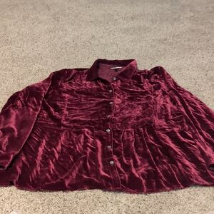 J. Jill Bordeaux Velvet Shirt